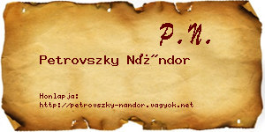 Petrovszky Nándor névjegykártya