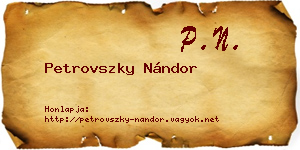 Petrovszky Nándor névjegykártya