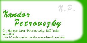 nandor petrovszky business card